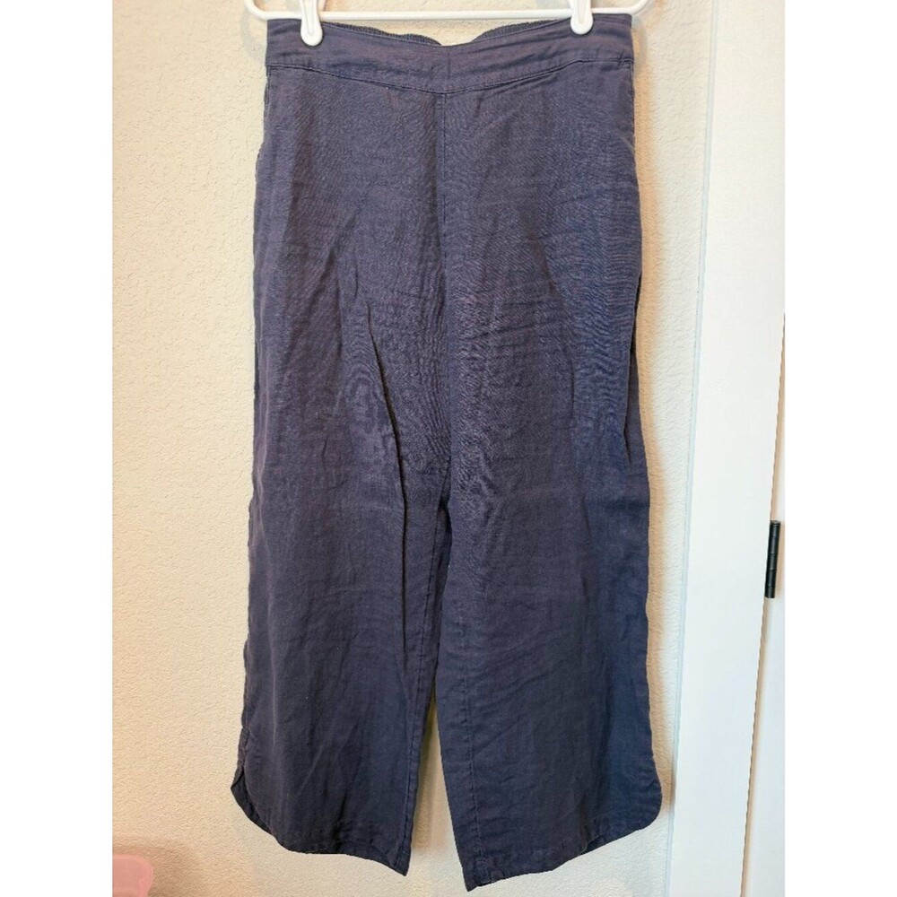 Rachel Zoe Navy Blue 100% Linen Wide Leg Pants Size Medium